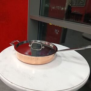 Copper-Tone Stainless Steel Sauté Pan with Glass Lid